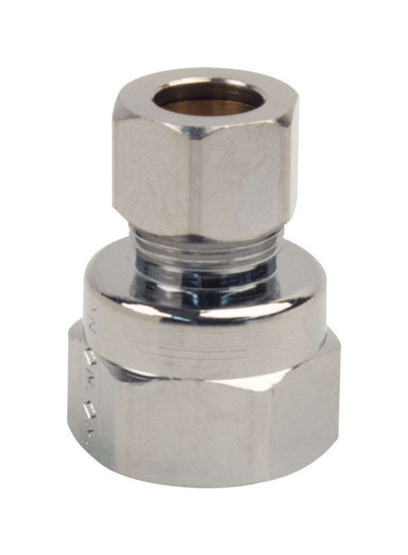 BrassCraft 1/2 in. FIP pc X 3/8 in. D Compression Chrome Plated Brass Adapter