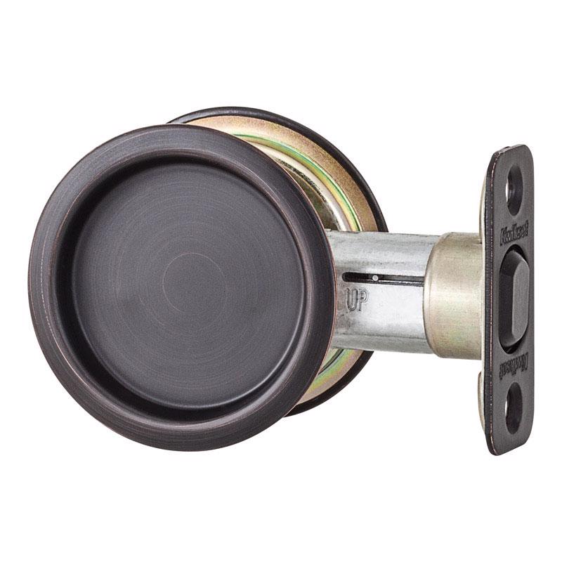 Kwikset Oil Rubbed Bronze Metal Indoor Round Pocket Door Lock