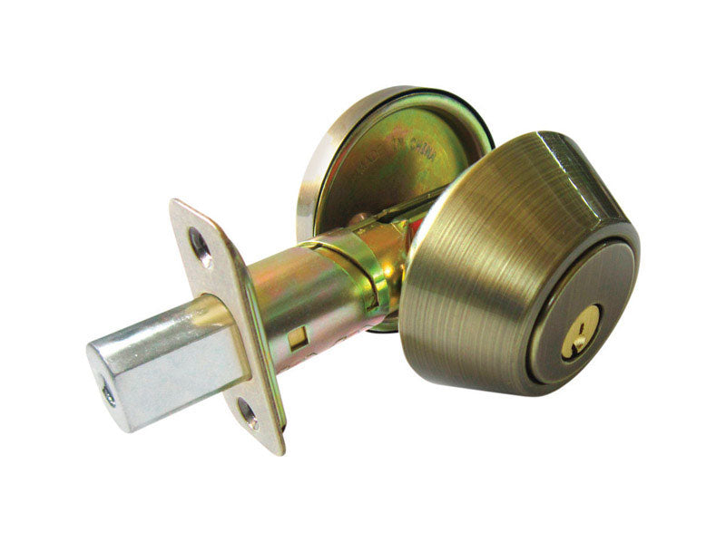 Faultless Antique Brass Single Cylinder Deadbolt 1-3/4 in in.