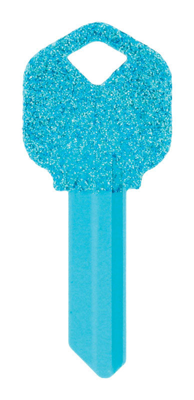 Hillman DIVA Blue Glitter House/Office Universal Key Blank Single