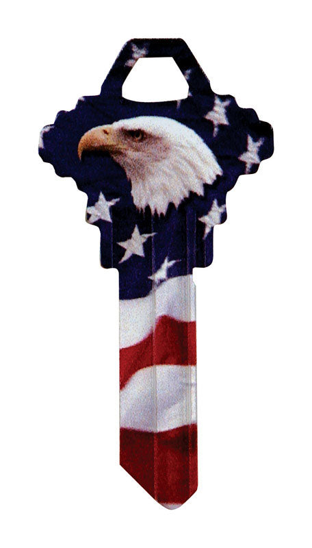 Hillman Wackey Flag & Eagle House/Office Universal Key Blank Single
