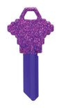 Hillman DIVA Purple Glitter House/Office Universal Key Blank Single