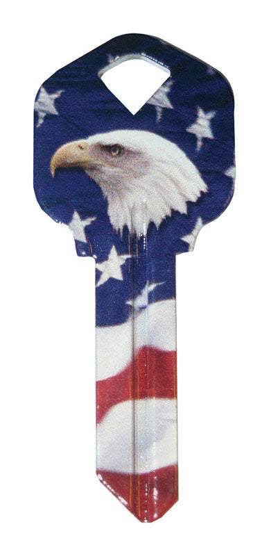 Hillman Wackey Flag & Eagle House/Office Universal Key Blank Single