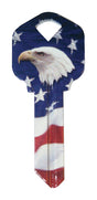 Hillman Wackey Flag & Eagle House/Office Universal Key Blank Single