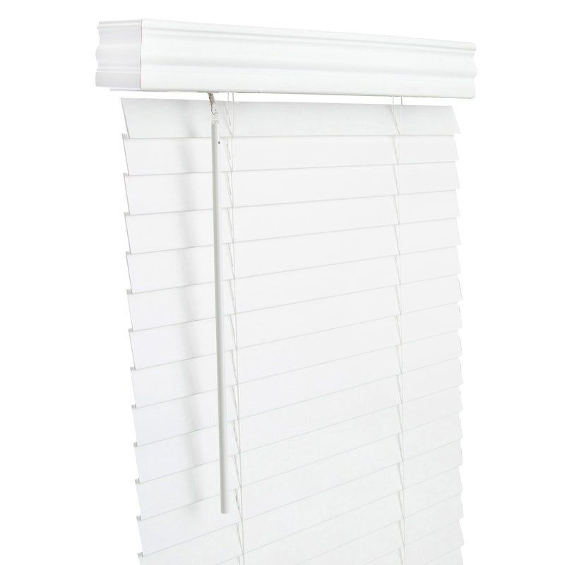 Living Accents Faux Wood 2 in. Mini-Blinds 32 inch in. W X 60 inch in. H White Cordless