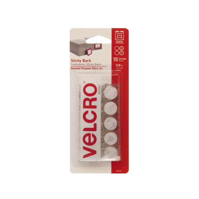 VELCRO Brand Sticky Back Small Nylon Hook and Loop Fastener 5/8 in. L 15 pk