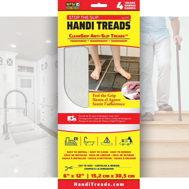 Handi-Treads 6 in. W X 12 in. L Unfinished Clear Vinyl Anti-Slip Treads