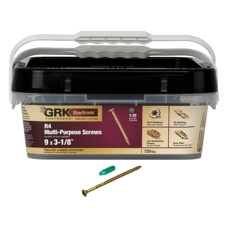GRK Fasteners R4 No. 9 X 3-1/8 in. L Star Coated Multi-Purpose Screws 720 pk