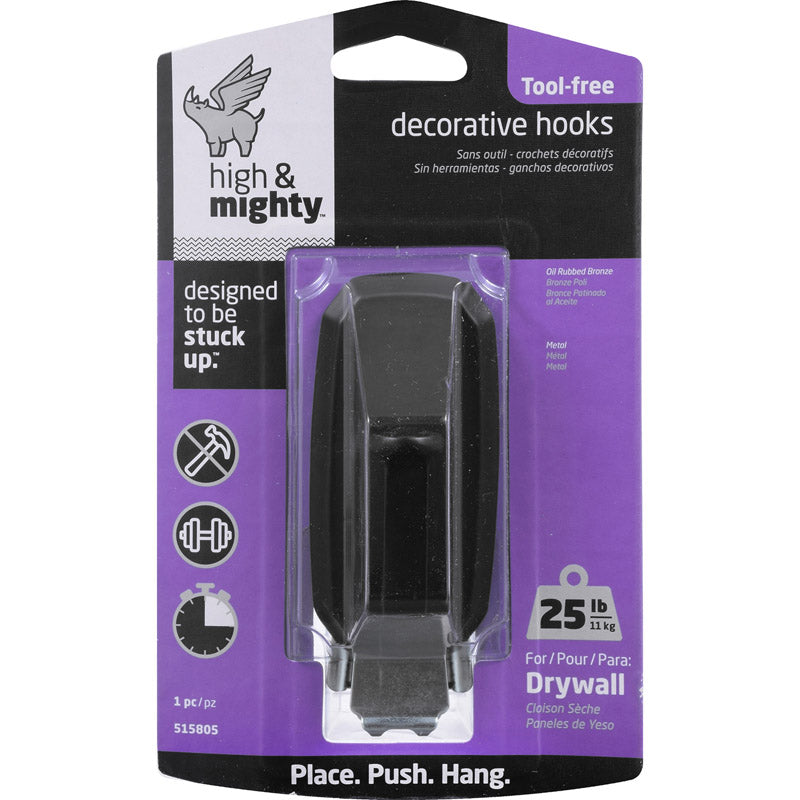 High & Mighty 3.5 in. L Oil Rubbed Bronze Brown Metal Scalloped Decorative Hooks 25 lb. cap. 1 pk