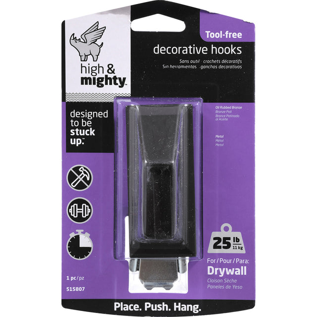 High & Mighty 3.5 in. L Oil Rubbed Bronze Brown Steel Decorative Hooks 25 lb. cap. 1 pk