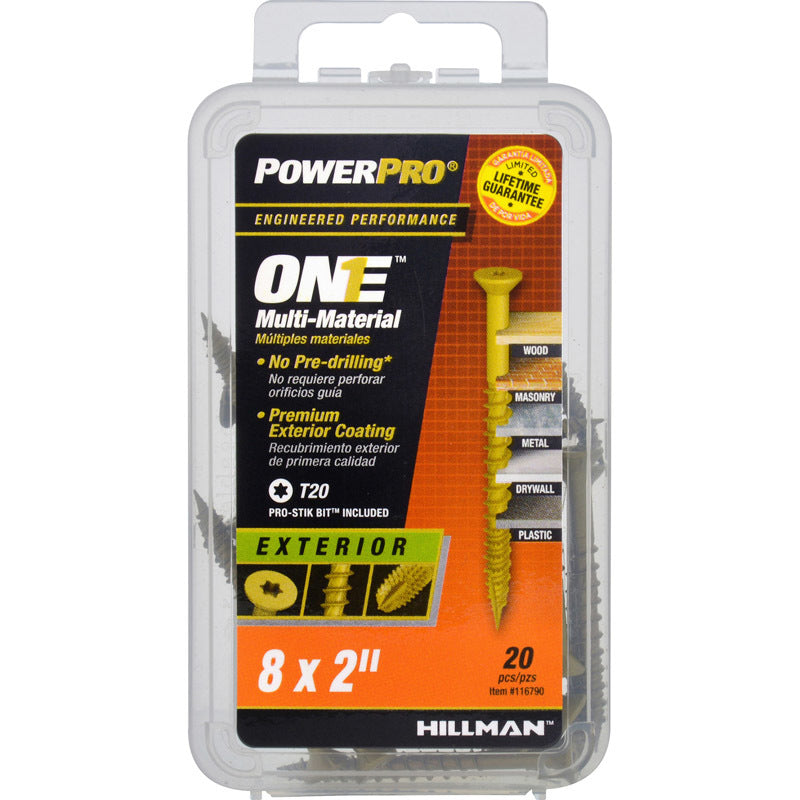 HILLMAN POWERPRO ONE No. 8 X 2 in. L Star Flat Head Multi-Material Screw