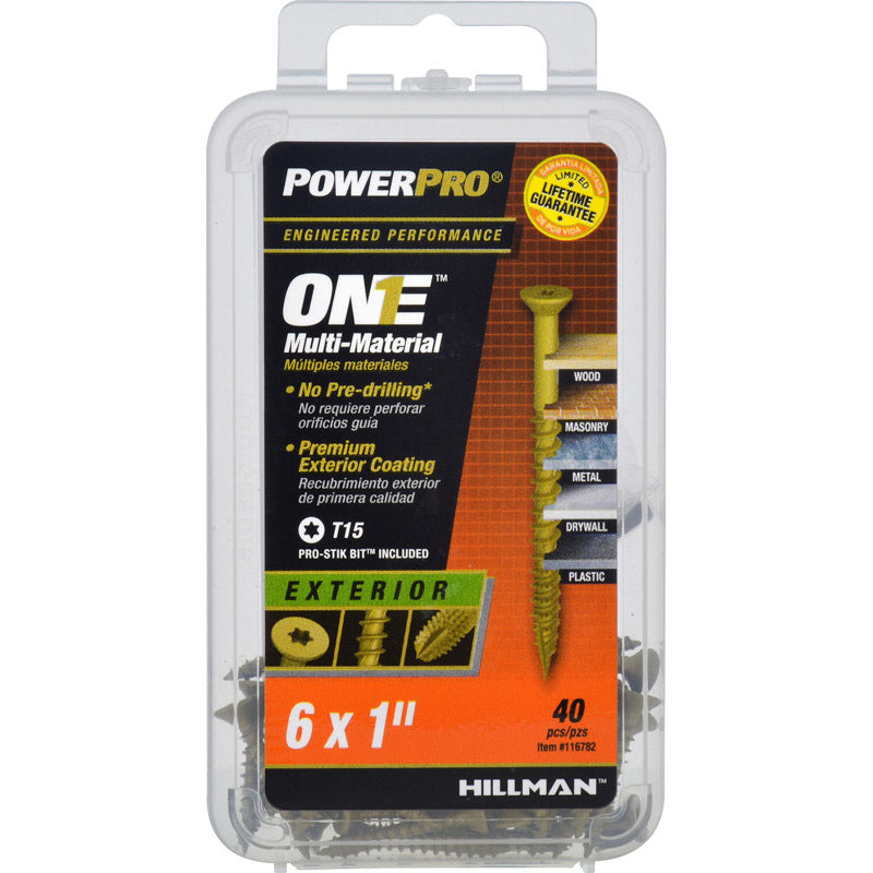 HILLMAN POWERPRO ONE No. 6 X 1 in. L Star Flat Head Multi-Material Screw 10 pk