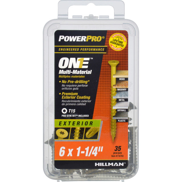 HILLMAN POWERPRO ONE No. 6 X 1-1/4 in. L Star Flat Head Multi-Material Screw 35 pk