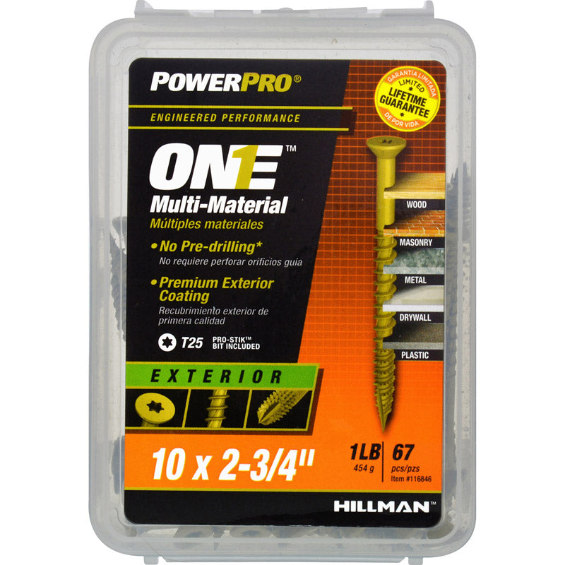 Hillman Powerpro One No. 10 X 2-3/4 in. L Star Flat Head Multi-Material Screws 1 lb 67 pk