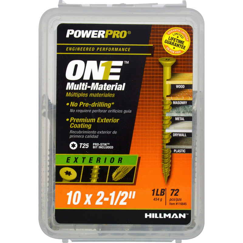 HILLMAN POWERPRO ONE No. 10 X 2-1/2 in. L Star Flat Head Multi-Material Screw 1 lb 72 pk