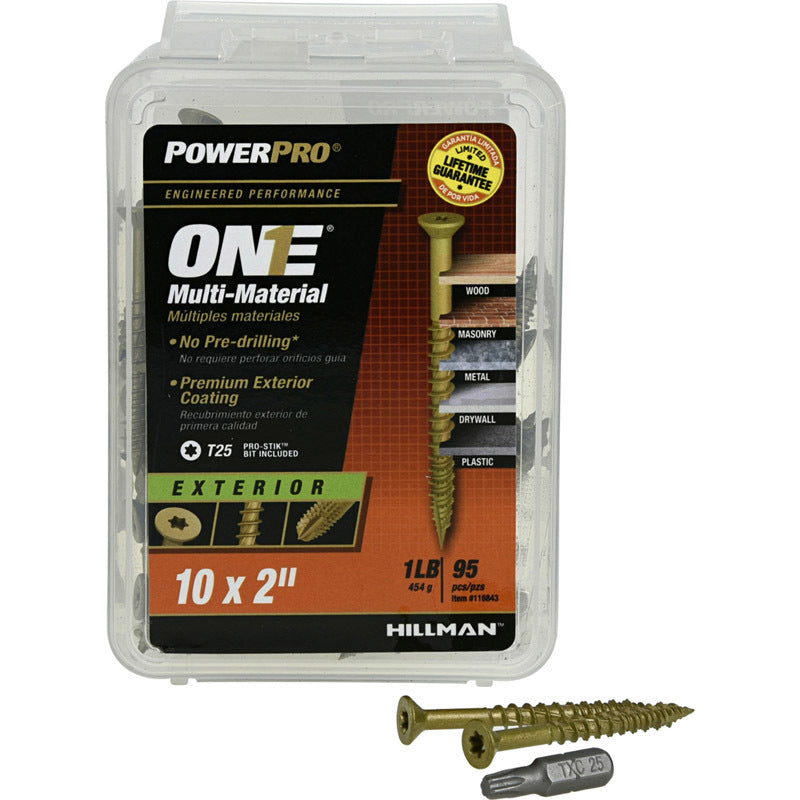 HILLMAN POWERPRO ONE No. 10 X 2 in. L Star Flat Head Multi-Material Screw 1 lb 95 pk