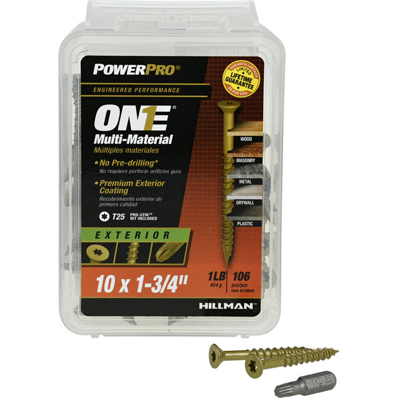 HILLMAN POWERPRO ONE No. 10 X 1-3/4 in. L Star Flat Head Multi-Material Screw 1 lb 106 pk