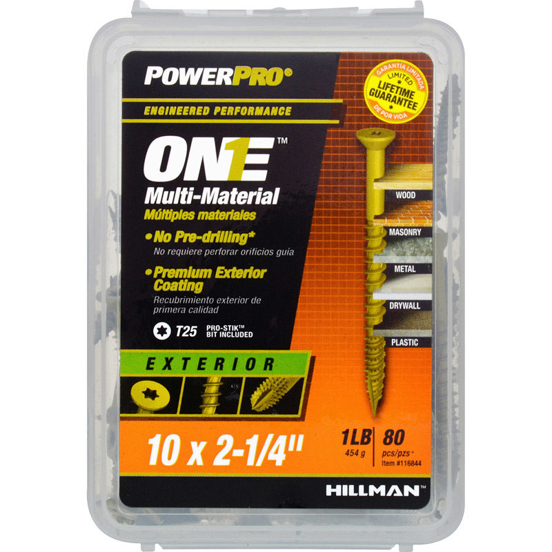 HILLMAN POWERPRO ONE No. 10 X 2-1/4 in. L Star Flat Head Multi-Material Screw 1 lb 80 pk
