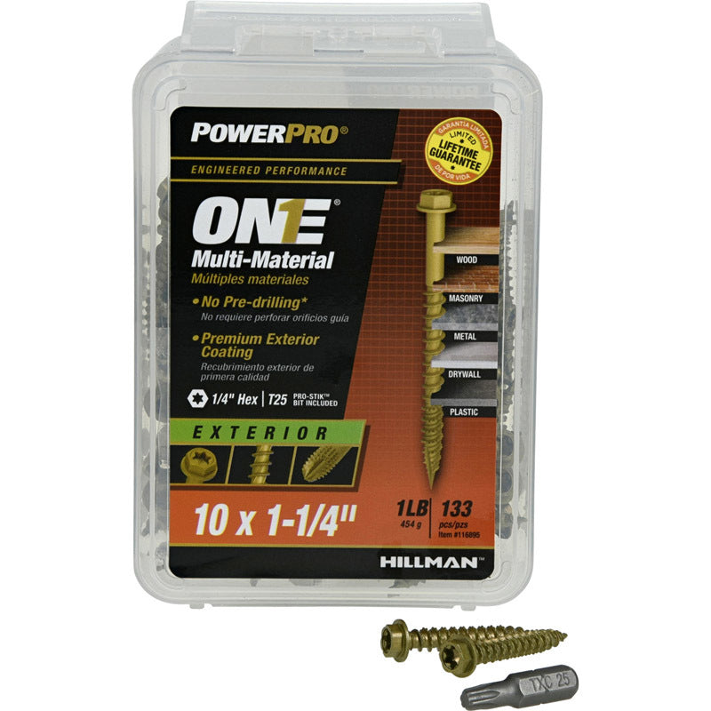 HILLMAN Power Pro No. 10 X 1-1/4 in. L Star Hex Washer Head Multi-Material Screw 1 lb 133 pk