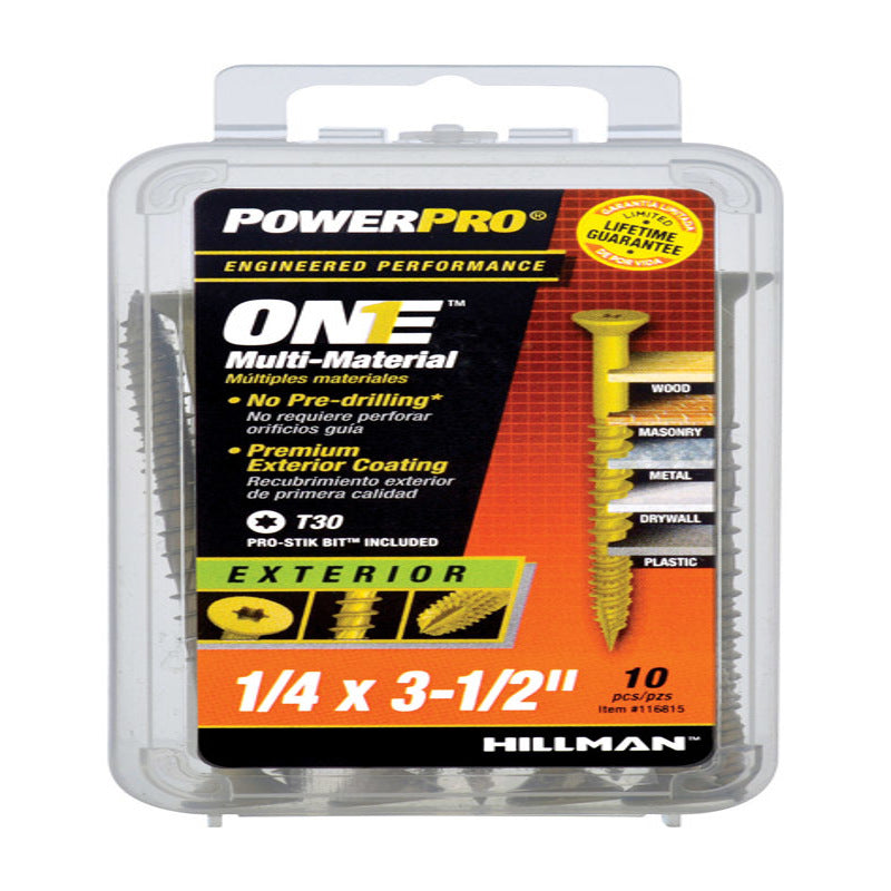 HILLMAN POWERPRO ONE 1/4 in. X 3-1/2 in. L Star Flat Head Multi-Material Screw 10 pk
