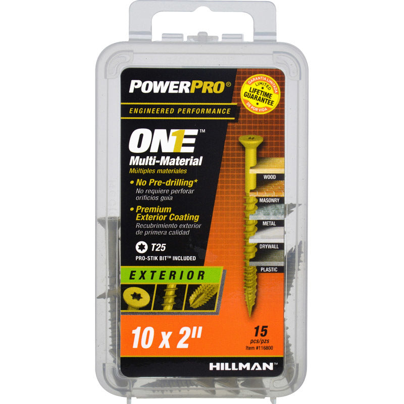 HILLMAN POWERPRO ONE No. 10 X 2 in. L Star Flat Head Multi-Material Screw 15 pk