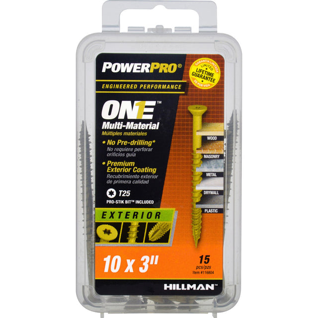 HILLMAN POWERPRO ONE No. 10 X 3 in. L Star Flat Head Multi-Material Screw 15 pk