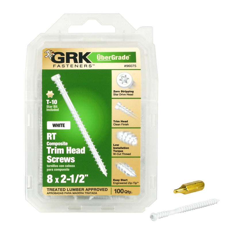 GRK Fasteners UberGrade No. 8 X 2-1/2 in. L Star Trim Head Construction Screws 100 pk