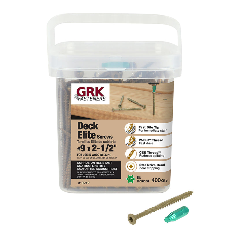 GRK Fasteners Deck Elite No. 9 X 2-1/2 in. L Tan Star Bugle Head Deck Screws 400 pk