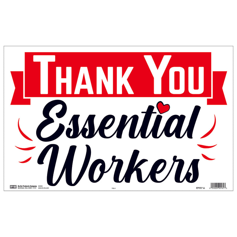 Hy-Ko English White Thank You Sign 12.25 in. H X 19.25 in. W
