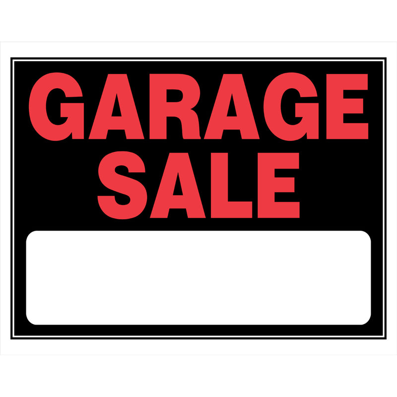 Hillman English Black Garage Sale Sign 15 in. H X 19 in. W