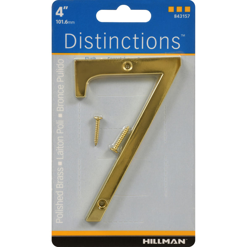 HILLMAN Distinctions 4 in. Reflective Gold Zinc Die-Cast Screw-On Number 7 1 pc