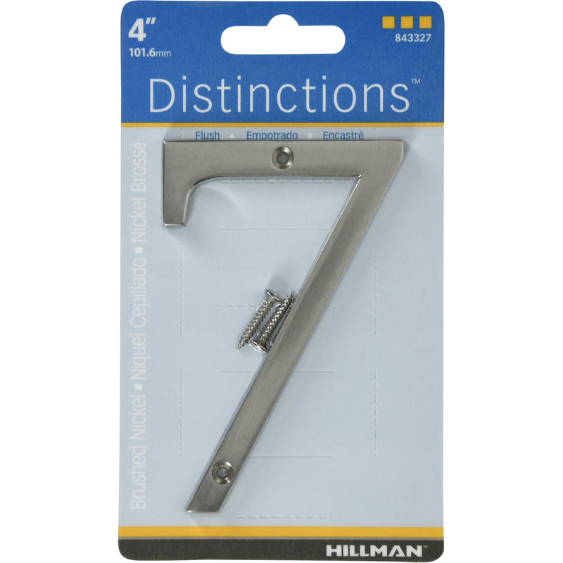 Hillman Distinctions 4 in. Silver Zinc Die-Cast Screw-On Number 7 1 pc