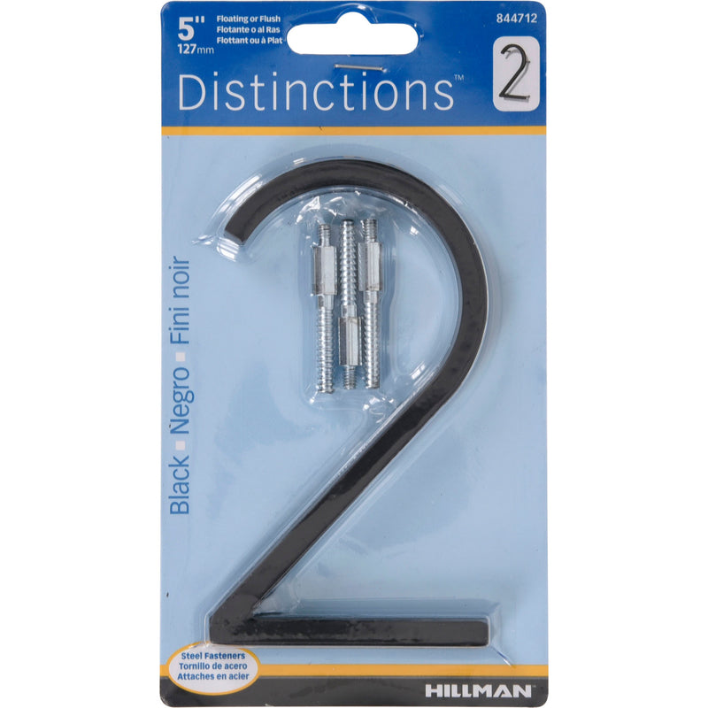 Hillman Distinctions 5 in. Black Steel Screw-On Number 2 1 pc