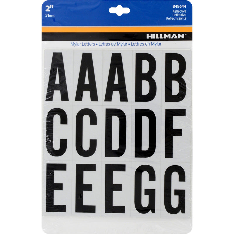 Hillman 2 in. Reflective Black Vinyl Self-Adhesive Letter Set A-Z 63 pc