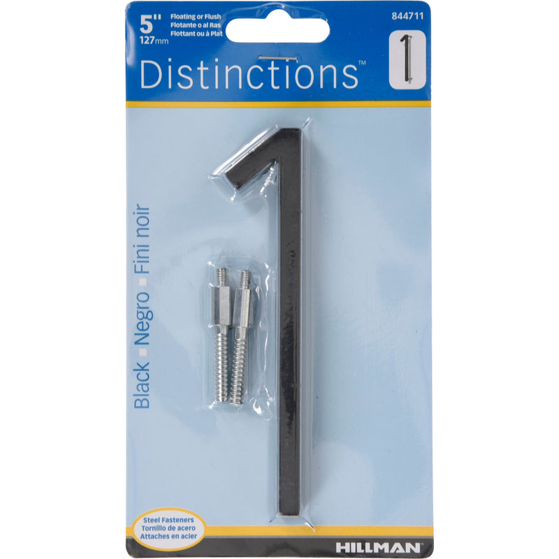 Hillman Distinctions 5 in. Black Steel Screw-On Number 1 1 pc