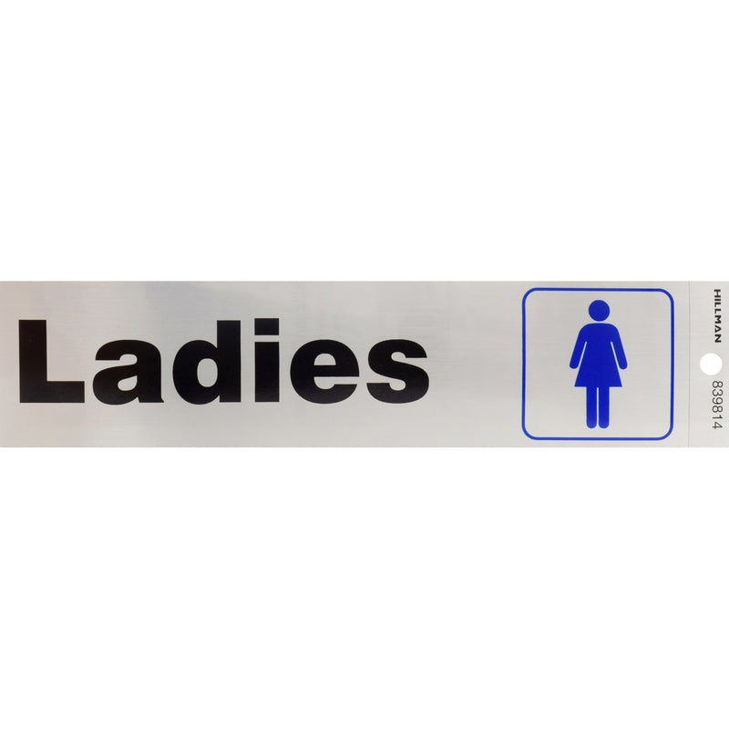 Hillman English Silver Restroom Decal 2 in. H X 8 in. W
