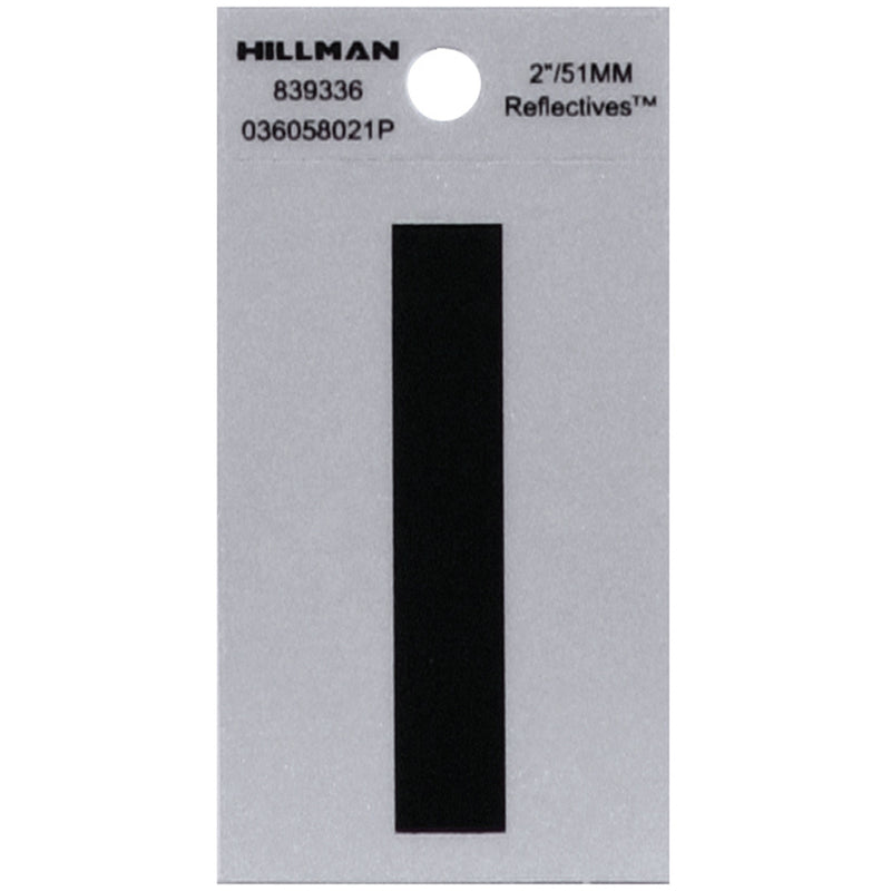 Hillman 2 in. Reflective Black Vinyl Self-Adhesive Letter I 1 pc