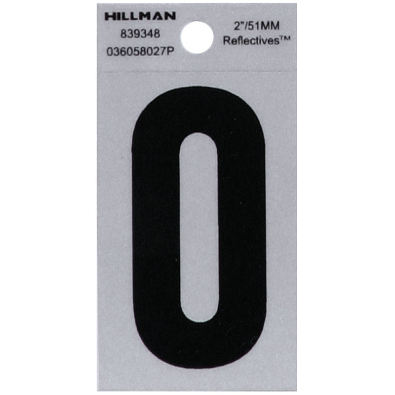 Hillman 2 in. Reflective Black Vinyl Self-Adhesive Letter O 1 pc