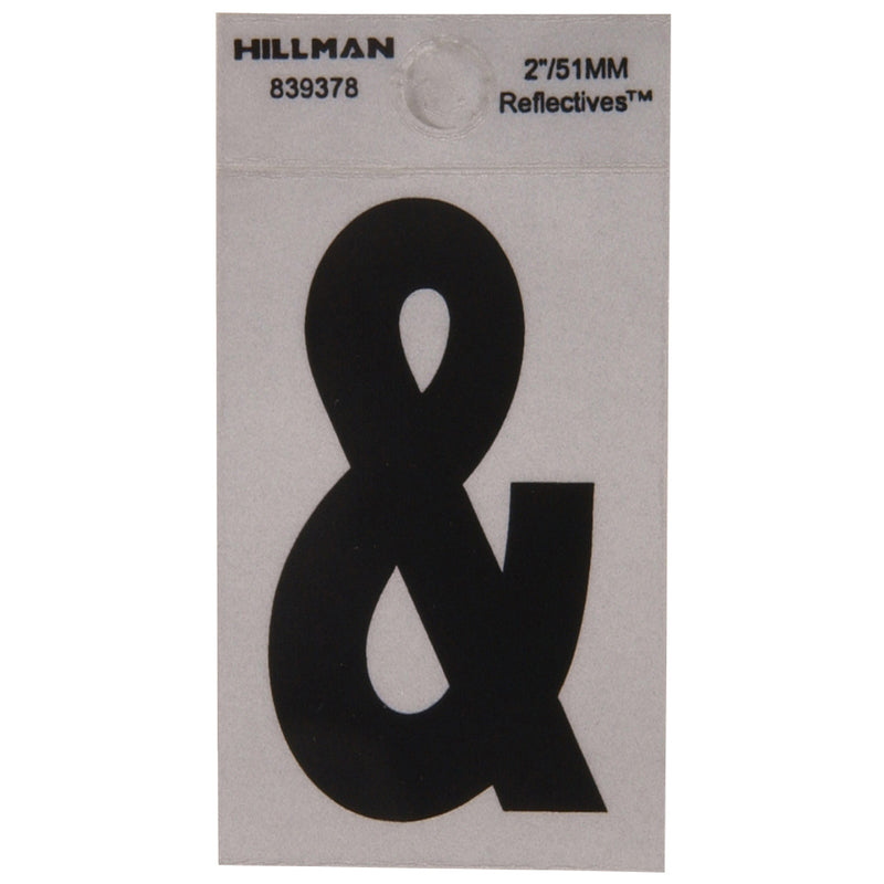 Hillman 2 in. Reflective Black Vinyl Self-Adhesive Special Character Ampersand 1 pc