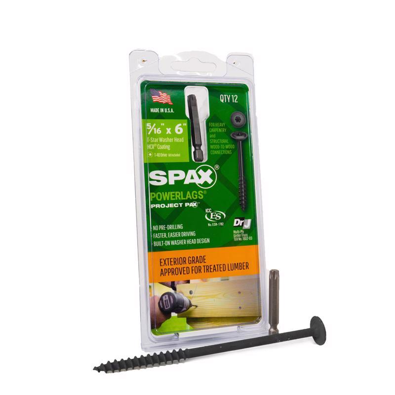 SPAX PowerLag 5/16 in. in. X 6 in. L T-40 Washer Head Structural Screws 12 pk