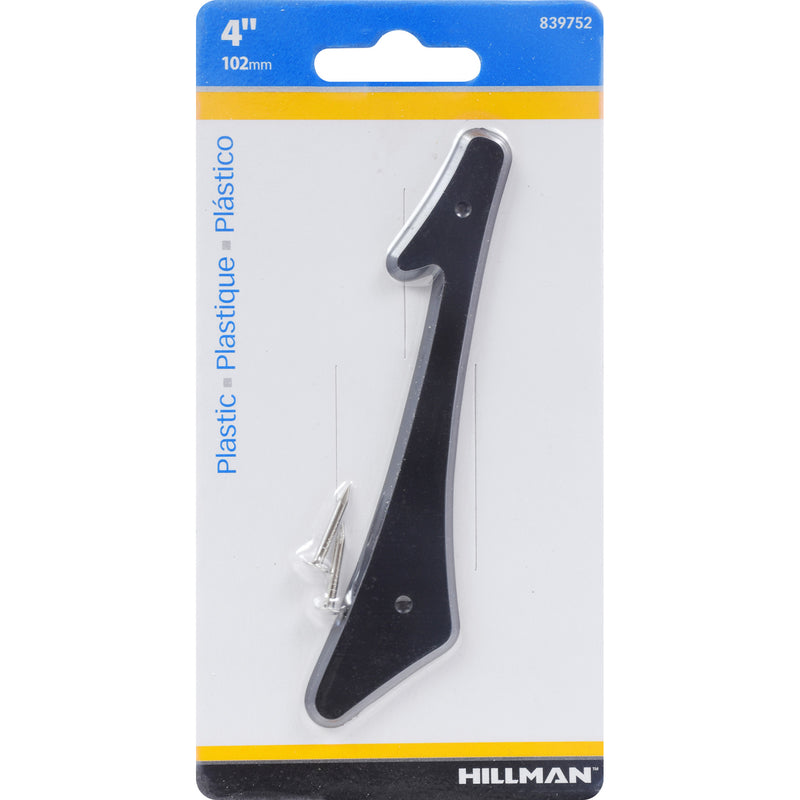 Hillman 4 in. Black Plastic Nail-On Number 1 1 pc