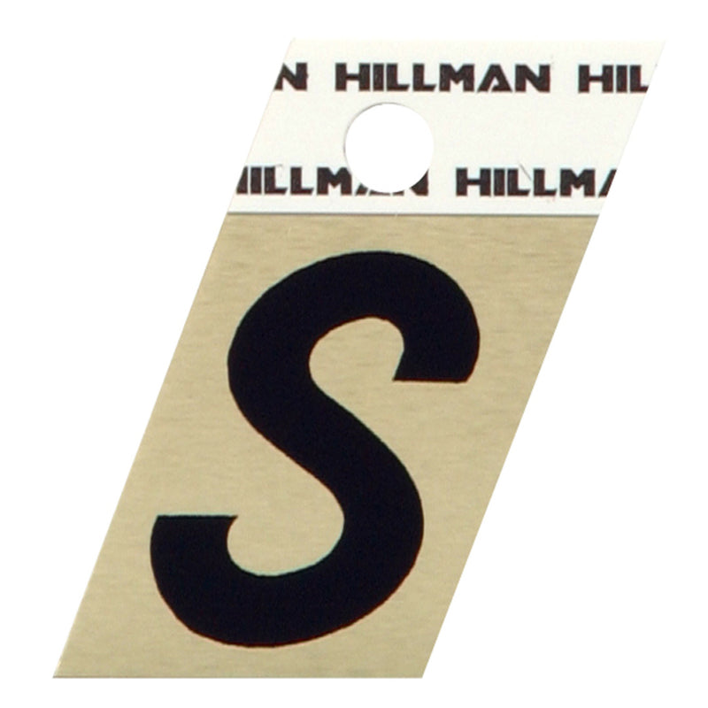 Hillman 1.5 in. Black Aluminum Self-Adhesive Letter S 1 pc