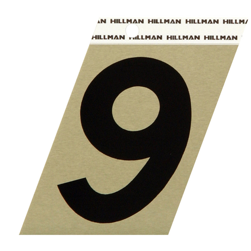 Hillman 3 in. Reflective Black Vinyl Self-Adhesive Number 9 1 pc