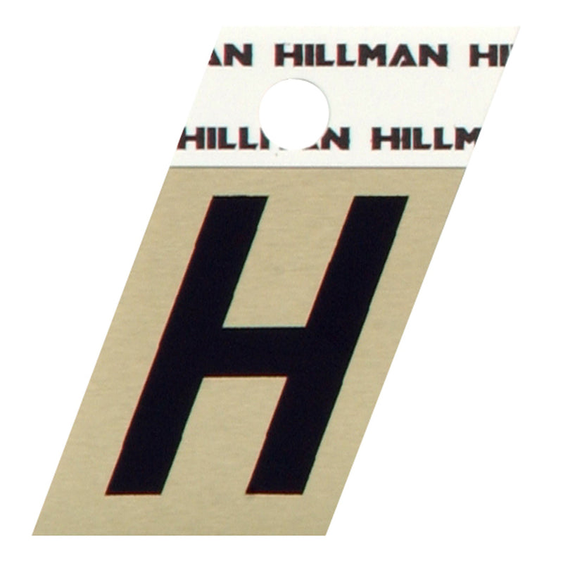 Hillman 1.5 in. Black Aluminum Self-Adhesive Letter H 1 pc