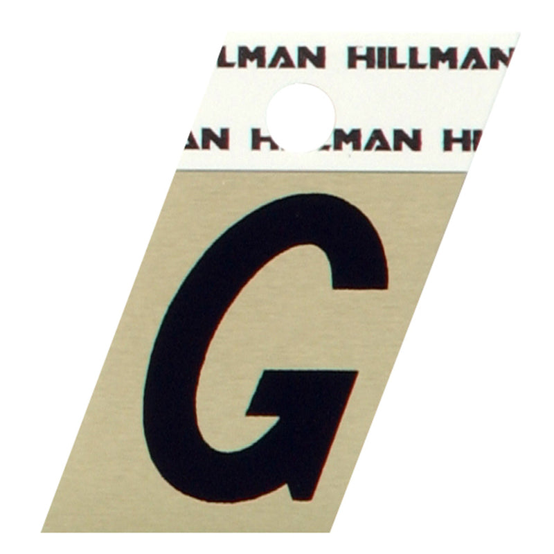 Hillman 1.5 in. Reflective Black Aluminum Self-Adhesive Letter G 1 pc