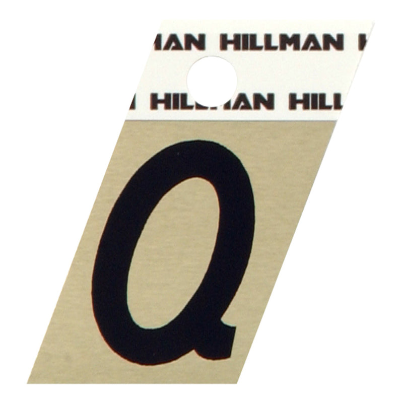 Hillman 1.5 in. Reflective Black Aluminum Self-Adhesive Letter Q 1 pc