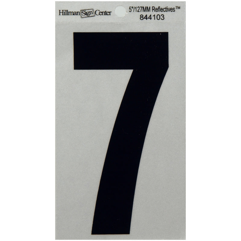 Hillman 5 in. Reflective Black Vinyl Self-Adhesive Number 7 1 pc