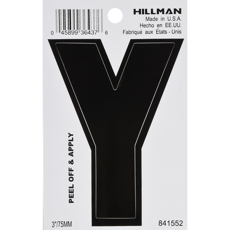 Hillman 3 in. Black Vinyl Self-Adhesive Letter Y 1 pc