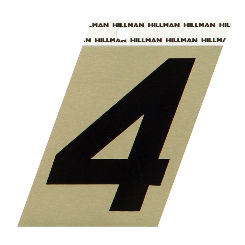 Hillman 3 in. Reflective Black Aluminum Self-Adhesive Number 4 1 pc