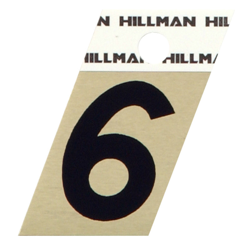 Hillman 1.5 in. Reflective Black Aluminum Self-Adhesive Number 6 1 pc